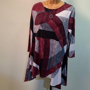 Alfani Size Medium Burgundy Mixed Colored Blouse